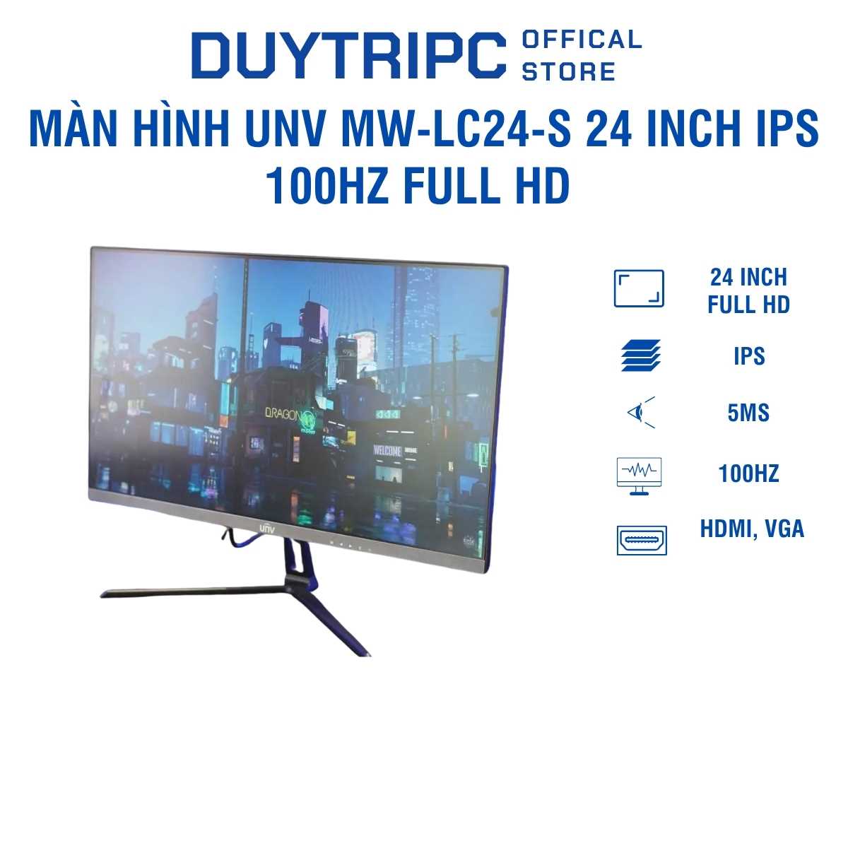 Màn Hình UNV MW-LC24-S 24 Inch IPS 100Hz Full HD – Chính Hãng, Tràn Viền Siêu Mỏng